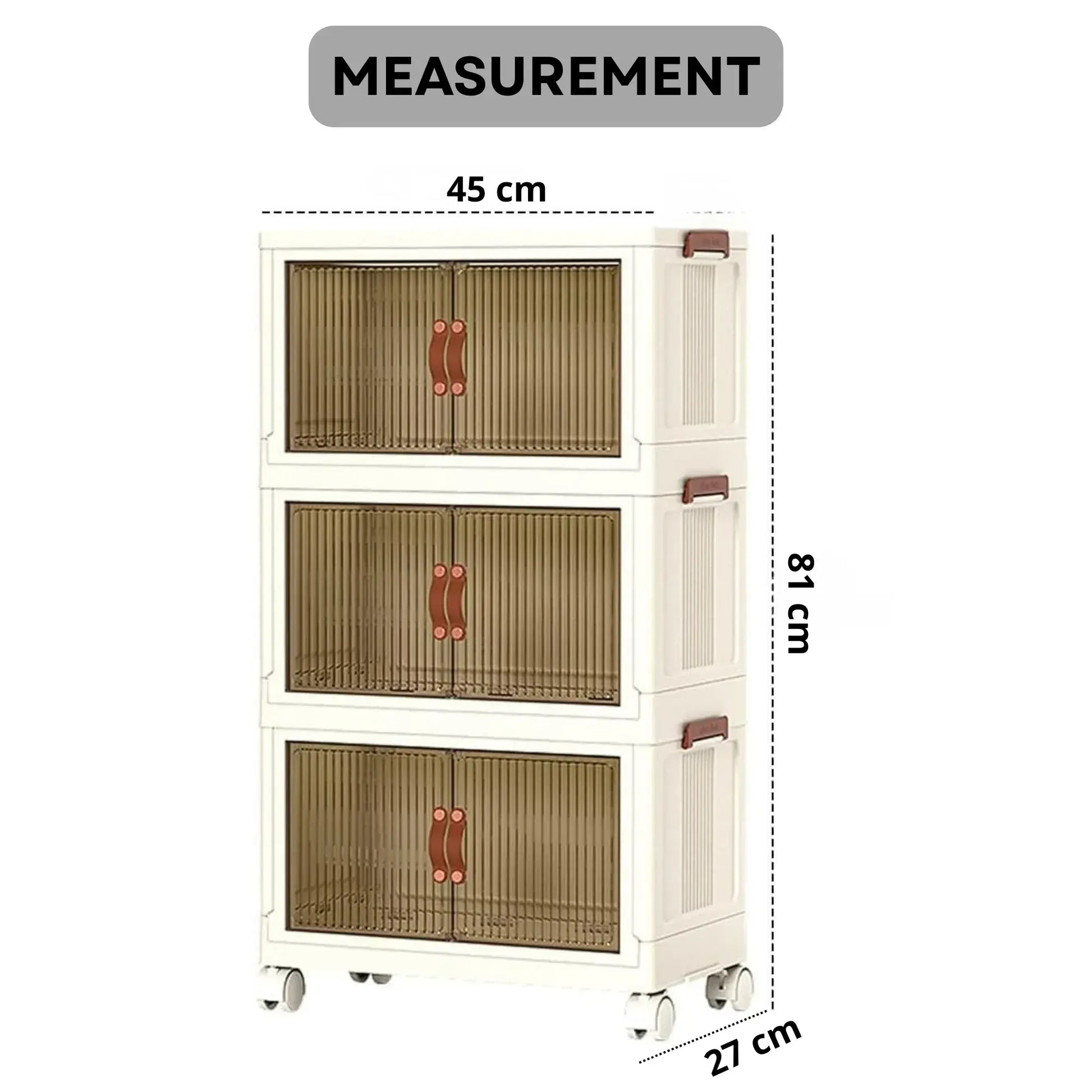 CARLA HOME 3 Tier Stackable Storage Cabinet with Wheels White - Storage Box - Plastic - Image 4