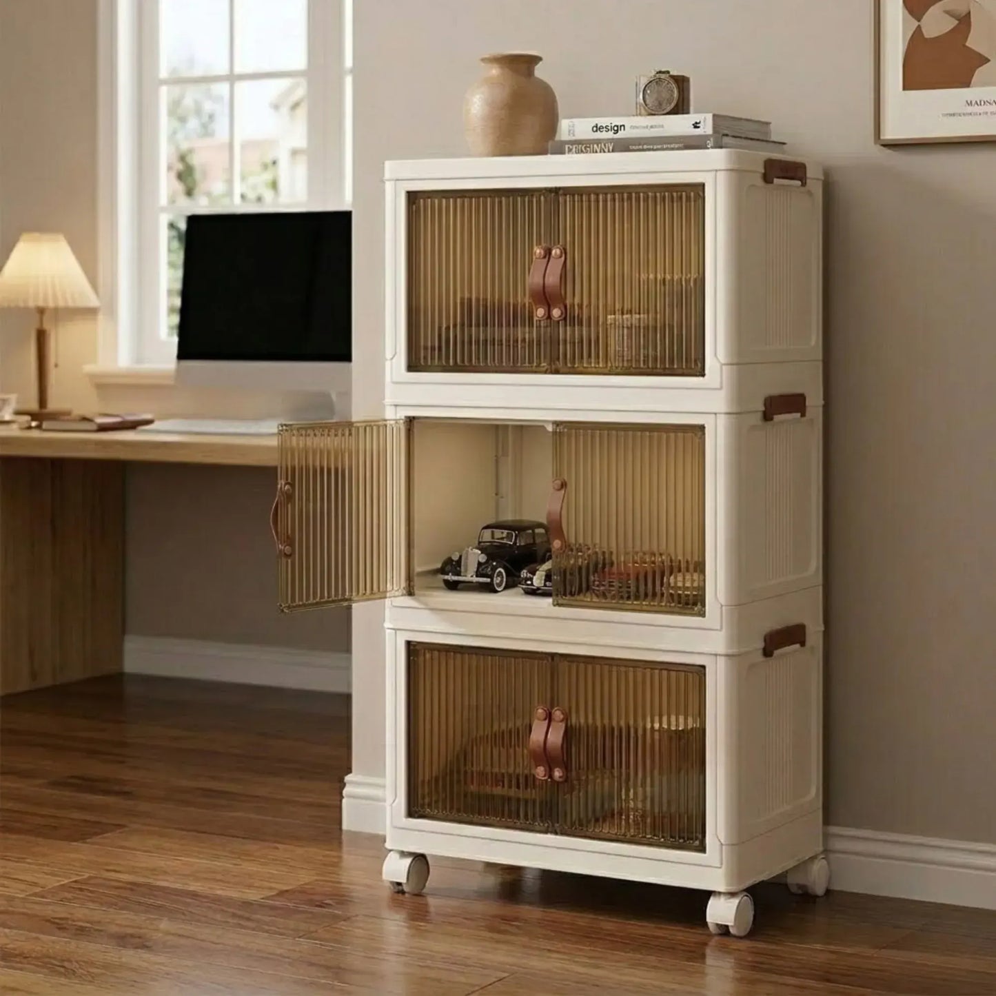 CARLA HOME 3 Tier Stackable Storage Cabinet with Wheels White - Storage Box - Plastic - Image 9