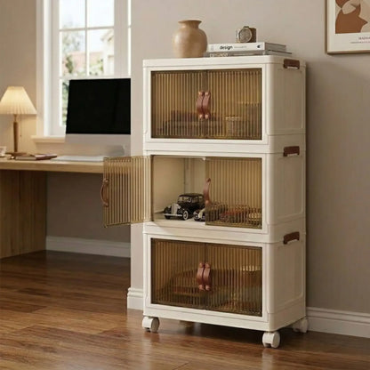 CARLA HOME 3 Tier Stackable Storage Cabinet with Wheels White - Storage Box - Plastic - Image 9