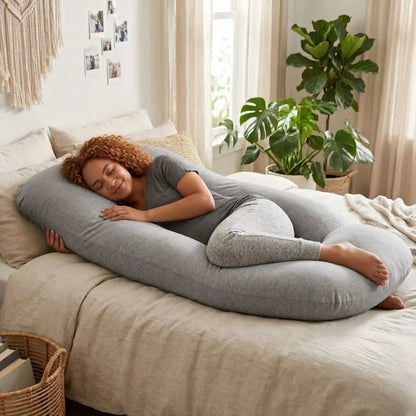 CARLA HOME U Shaped Pregnancy Pillow for Full Body Support Grey - Polyester - Full Body Pillow - Image 2