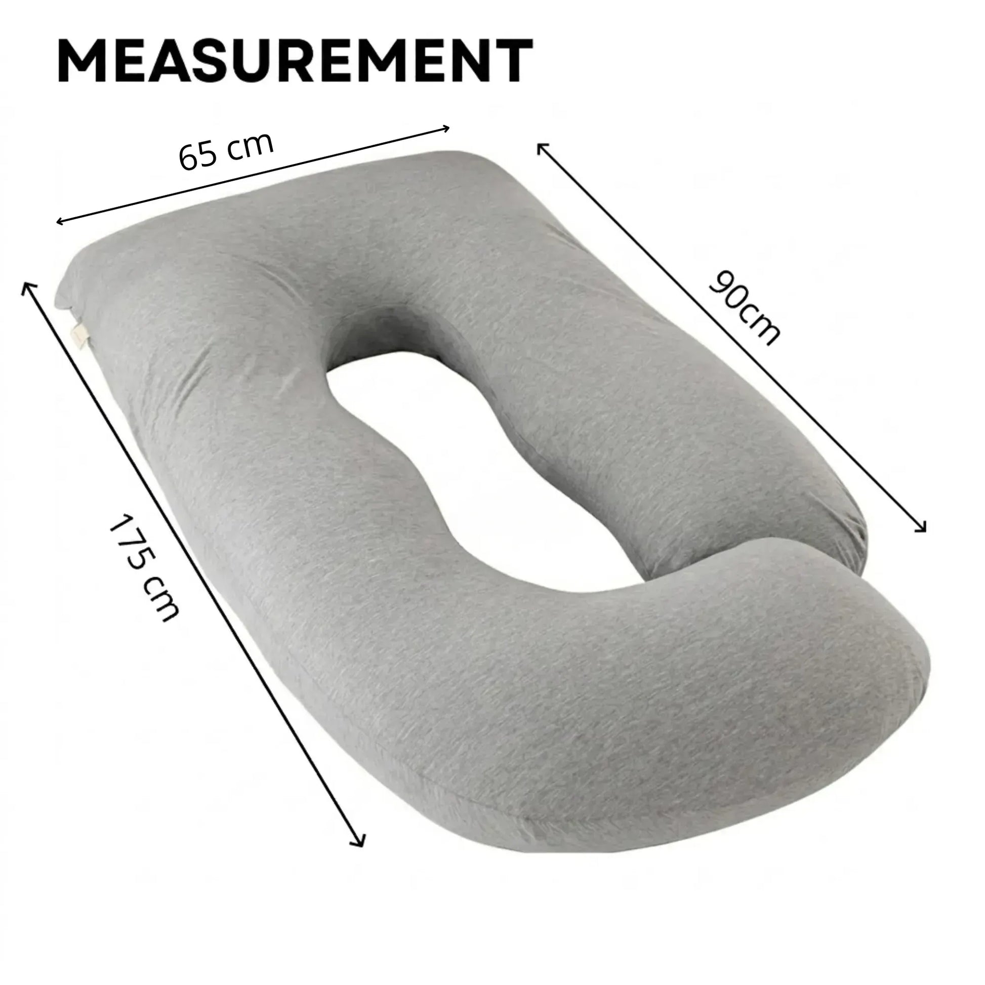 CARLA HOME U Shaped Pregnancy Pillow for Full Body Support Grey - Polyester - Full Body Pillow - Image 4