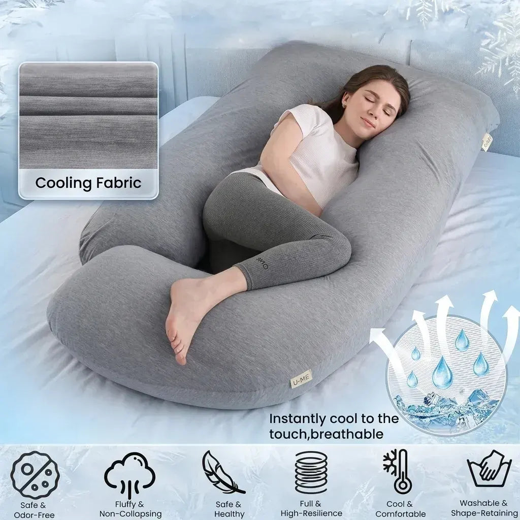 CARLA HOME U Shaped Pregnancy Pillow for Full Body Support Grey - Polyester - Full Body Pillow - Image 5