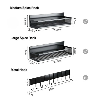 CARLA HOME 3 Pack Magnetic Spice Rack for Fridge Kitchen with Hook Bar - Image 4