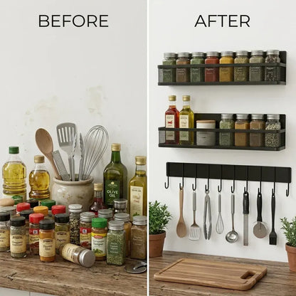 CARLA HOME 3 Pack Magnetic Spice Rack for Fridge Kitchen with Hook Bar - Image 5