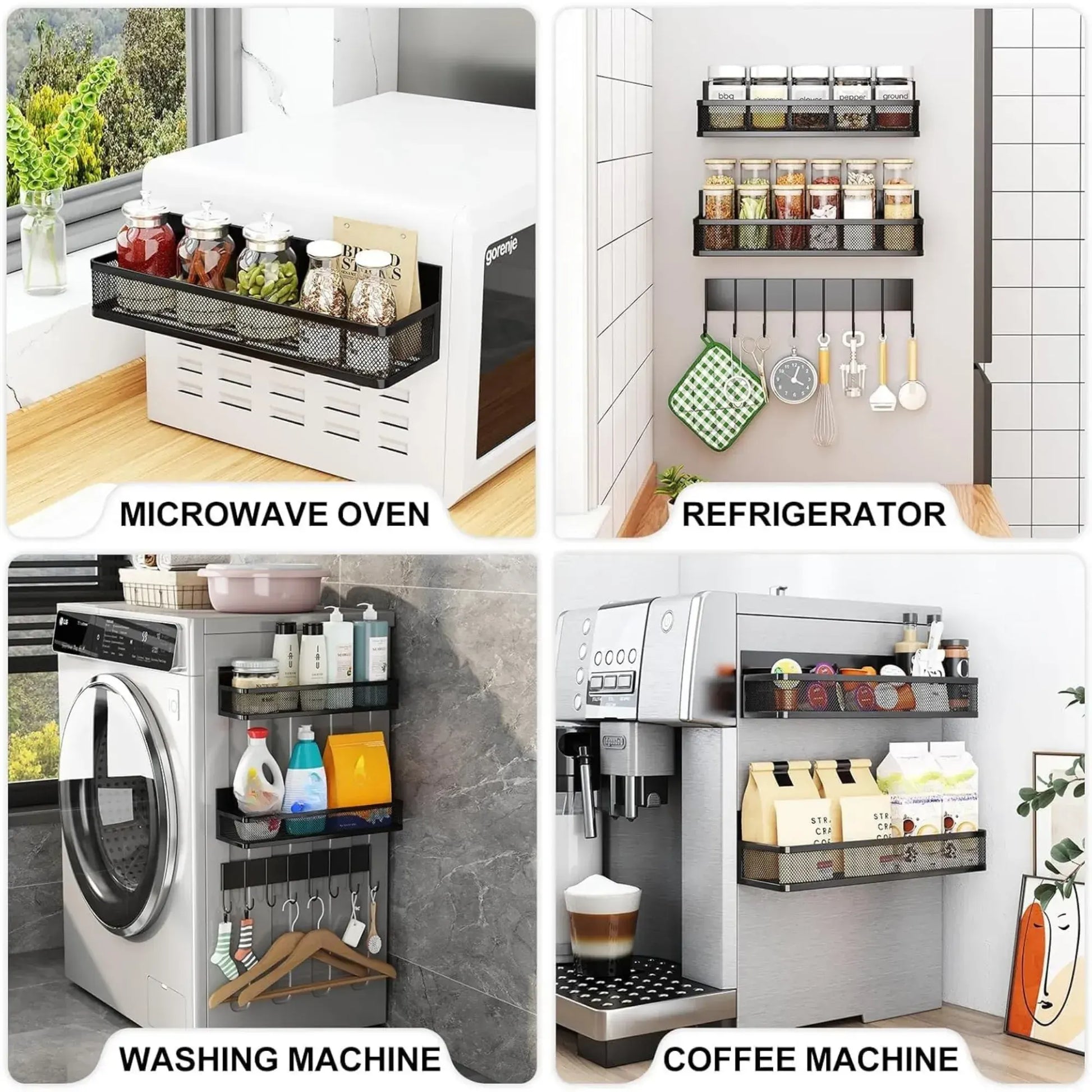 CARLA HOME 3 Pack Magnetic Spice Rack for Fridge Kitchen with Hook Bar - Image 7