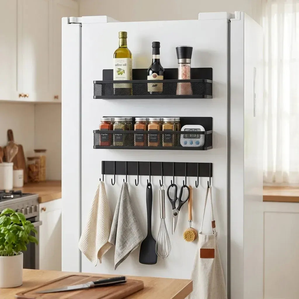 CARLA HOME 3 Pack Magnetic Spice Rack for Fridge Kitchen with Hook Bar - Image 8