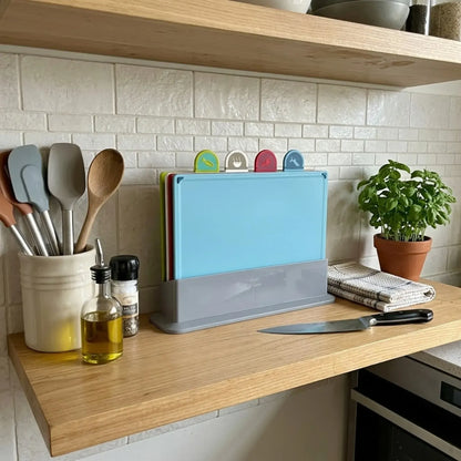 CARLA HOME 4 Pcs Colour Coded Cutting Board Set with Stand for Kitchen Organisation - Image 9