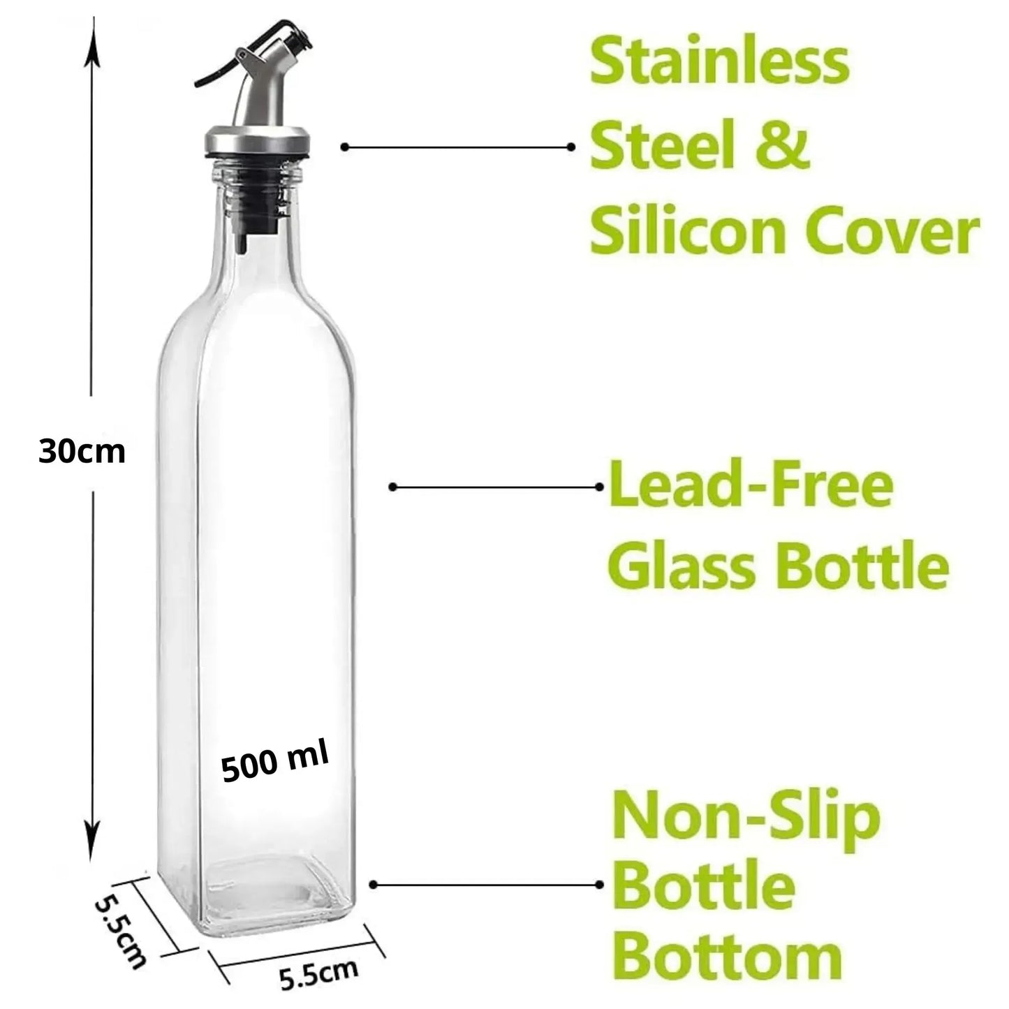 CARLA HOME 4 Pack Glass Oil Dispenser Bottle 500ml Transparent Kitchen - Image 4