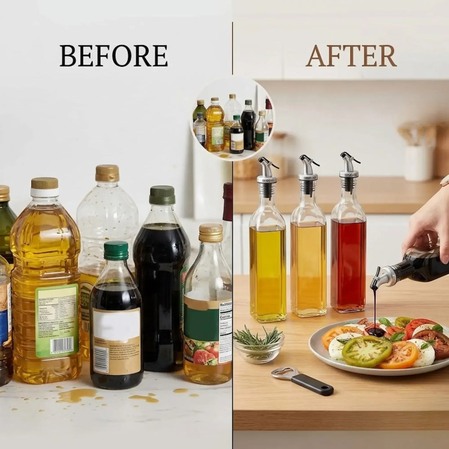 CARLA HOME 4 Pack Glass Oil Dispenser Bottle 500ml Transparent Kitchen - Image 5
