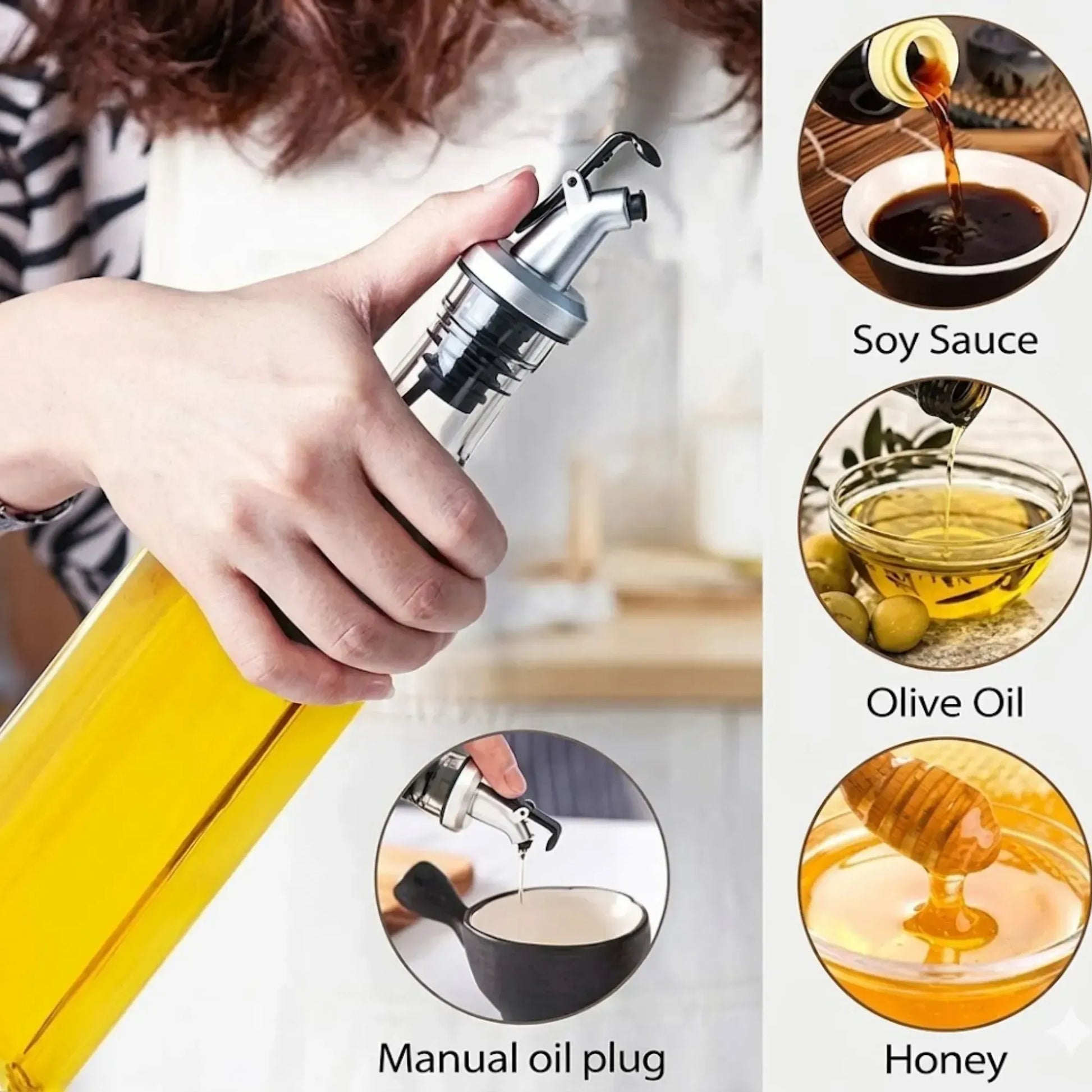 CARLA HOME 4 Pack Glass Oil Dispenser Bottle 500ml Transparent Kitchen - Image 7
