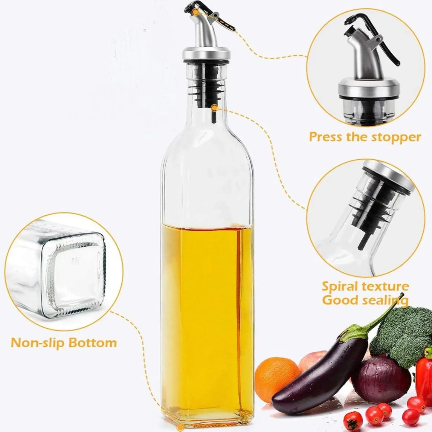 CARLA HOME 4 Pack Glass Oil Dispenser Bottle 500ml Transparent Kitchen - Image 8