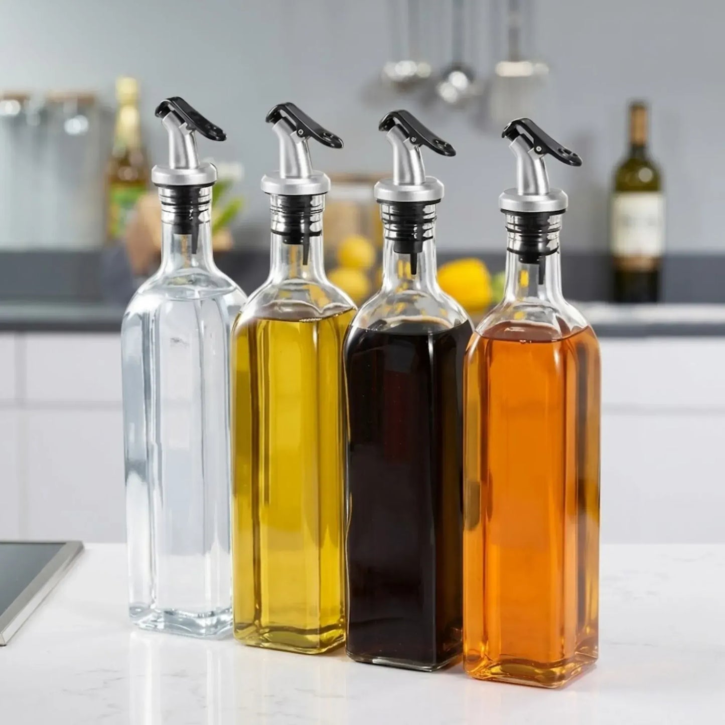 CARLA HOME 4 Pack Glass Oil Dispenser Bottle 500ml Transparent Kitchen - Image 9