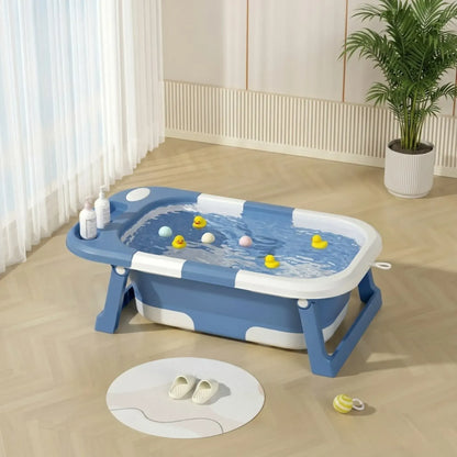 CARLA HOME Foldable Baby Bath Tub with Collapsible Toddler - Blue - Image 2