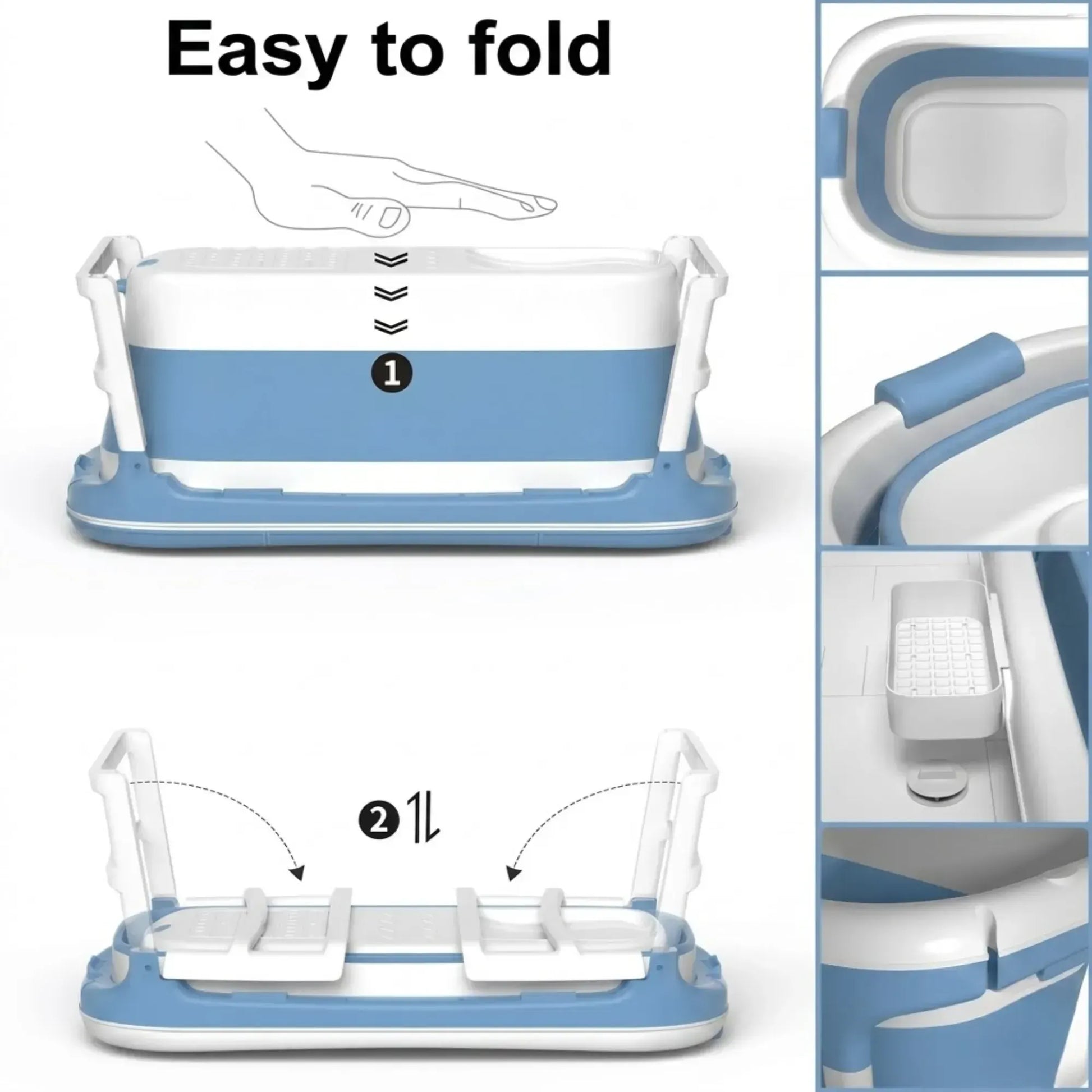 CARLA HOME Foldable Baby Bath Tub with Collapsible Toddler - Blue - Image 4