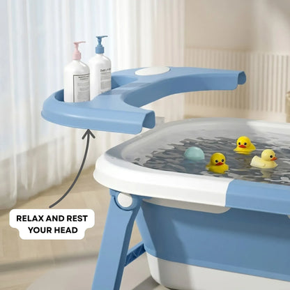 CARLA HOME Foldable Baby Bath Tub with Collapsible Toddler - Blue - Image 5