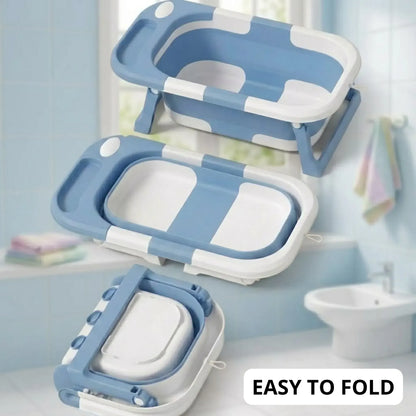 CARLA HOME Foldable Baby Bath Tub with Collapsible Toddler - Blue - Image 6