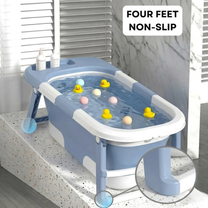 CARLA HOME Foldable Baby Bath Tub with Collapsible Toddler - Blue - Image 7