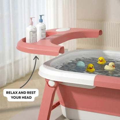 CARLA HOME Foldable Baby Bath Tub with Collapsible Toddler - Pink - Image 5