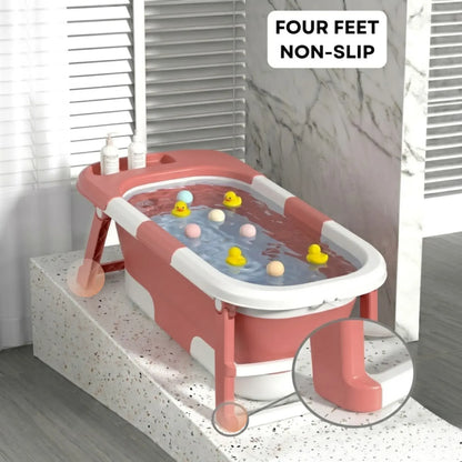 CARLA HOME Foldable Baby Bath Tub with Collapsible Toddler - Pink - Image 7