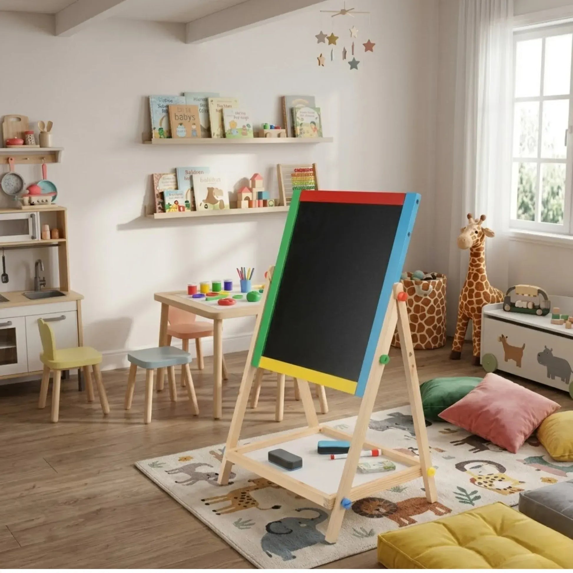 CARLA HOME 2-in-1 Kids Art Easel Chalkboard & Whiteboard - Image 2
