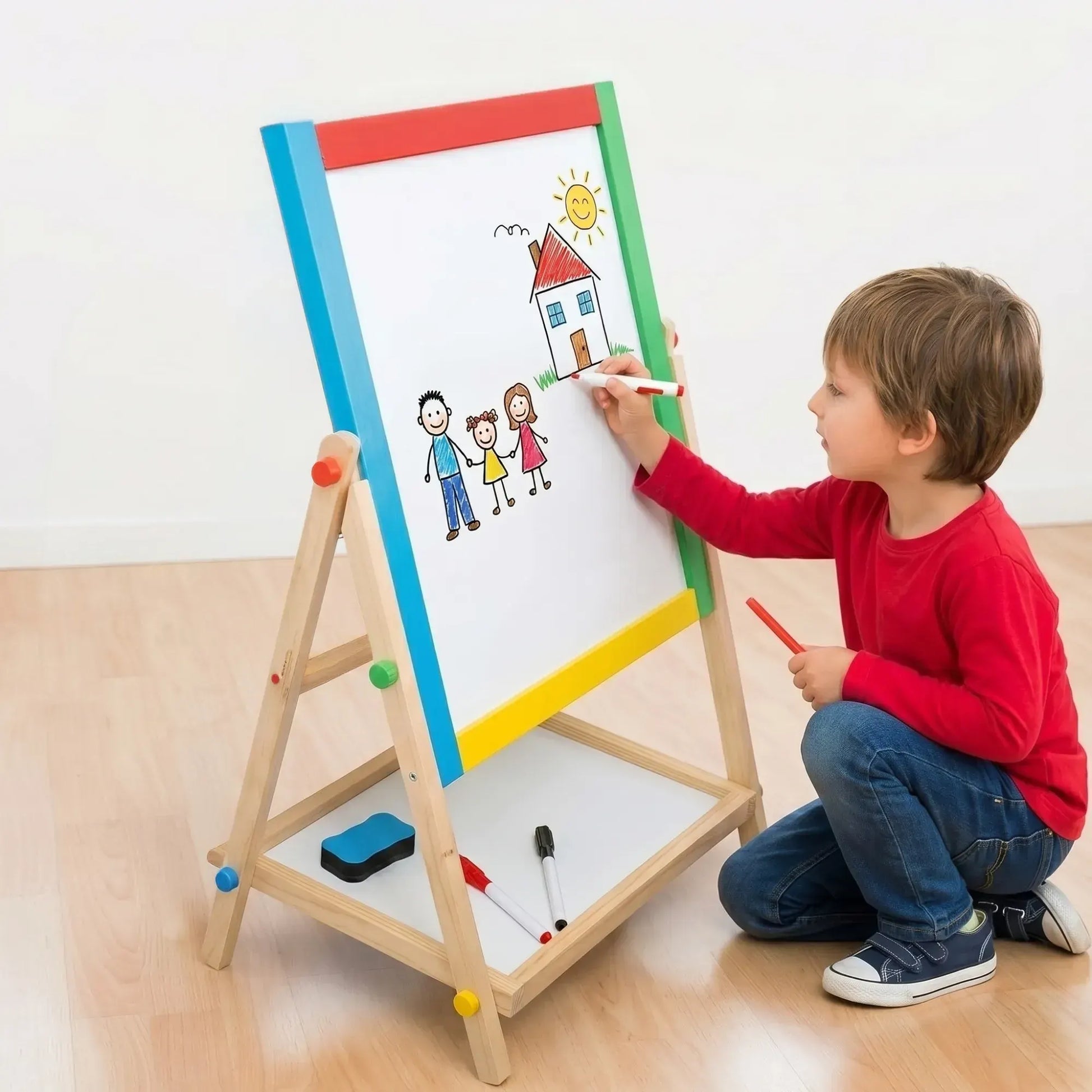 CARLA HOME 2-in-1 Kids Art Easel Chalkboard & Whiteboard - Image 7