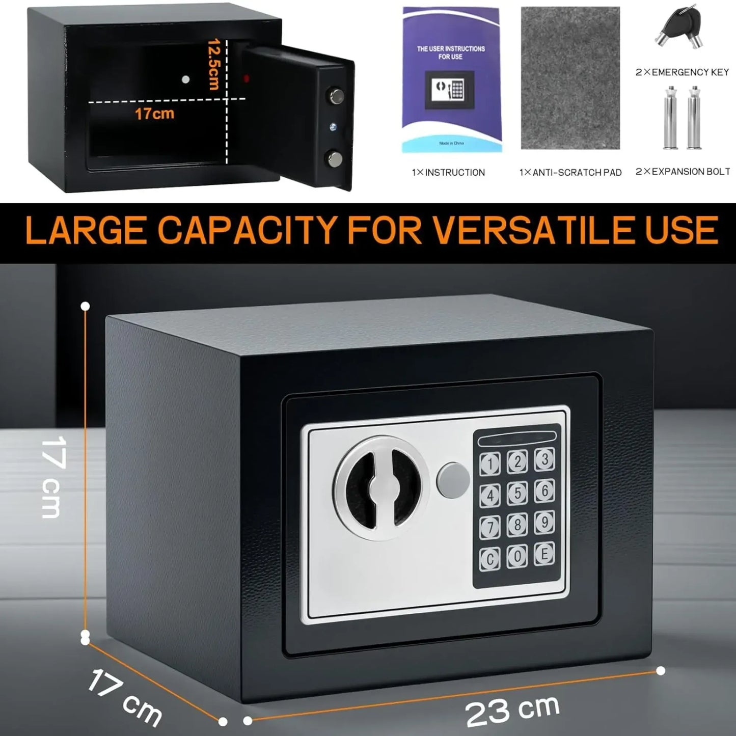 CARLA HOME Electronic Safe Box with Keypad Lock for Cash Locker - Image 4