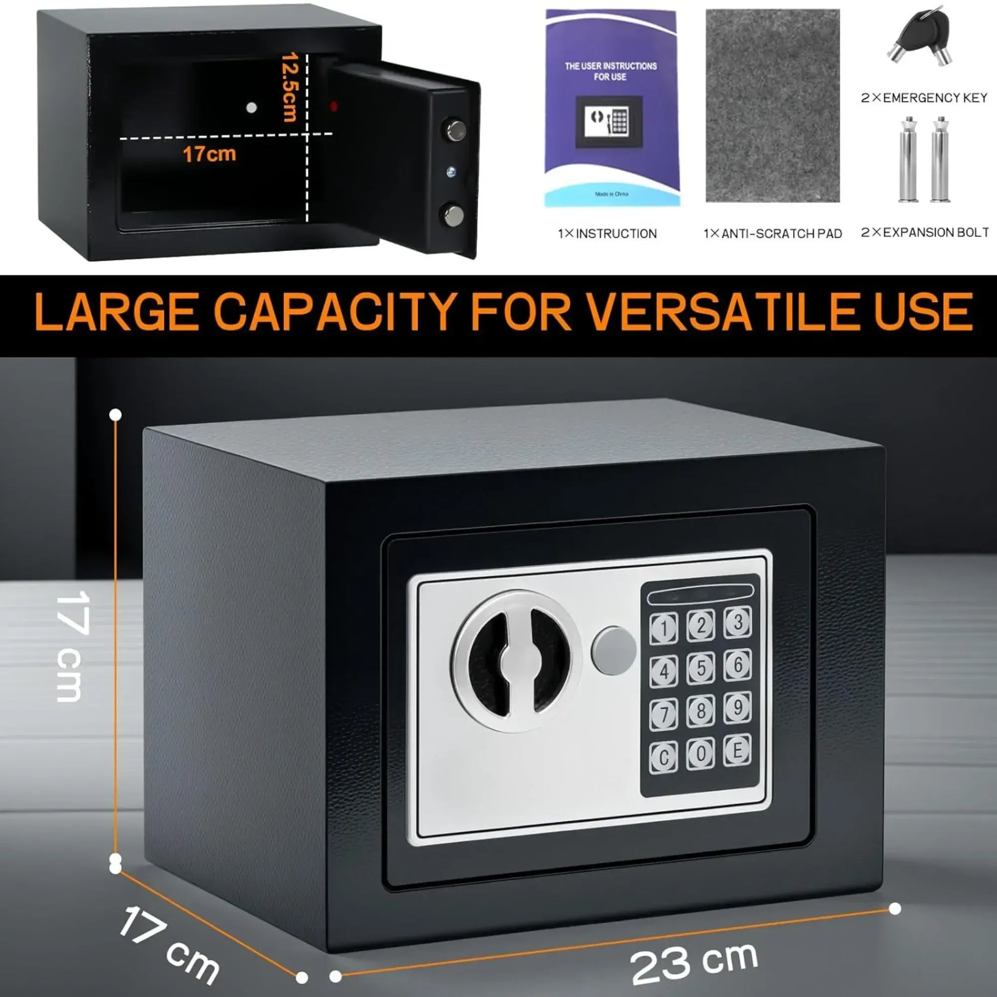CARLA HOME Electronic Safe Box with Keypad Lock for Cash Locker - Image 4