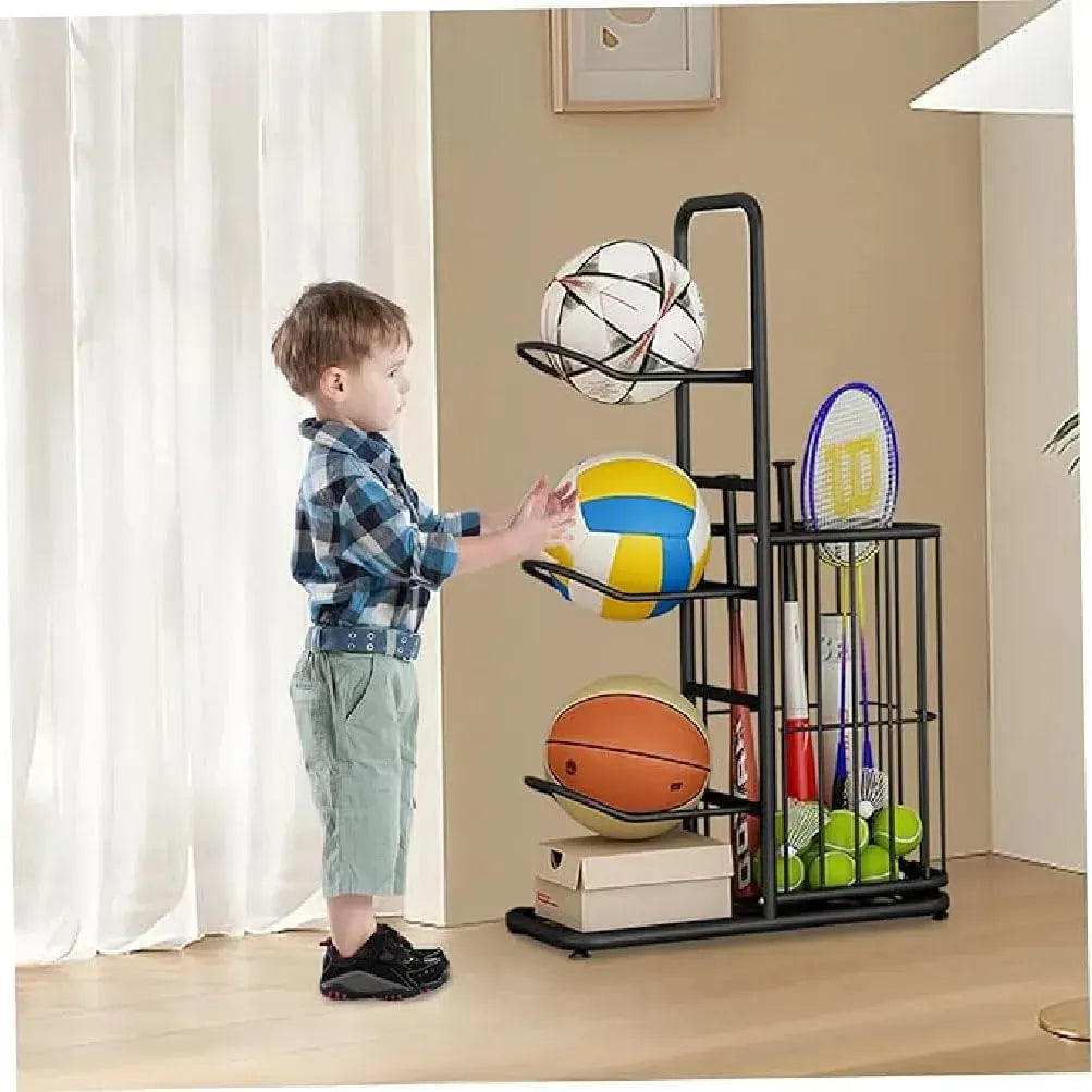 CARLA HOME Ball Storage Rack - 3-Tier Sports Organiser - Image 2