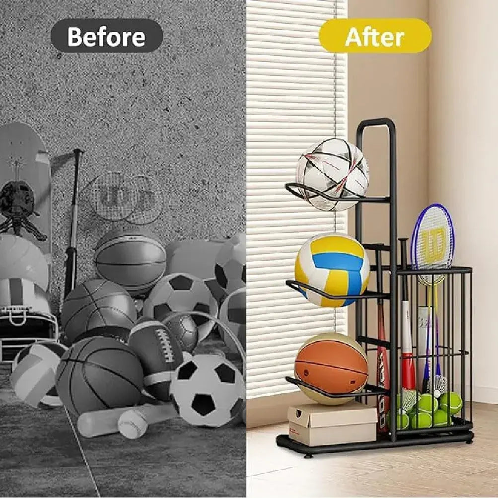 CARLA HOME Ball Storage Rack - 3-Tier Sports Organiser - Image 4