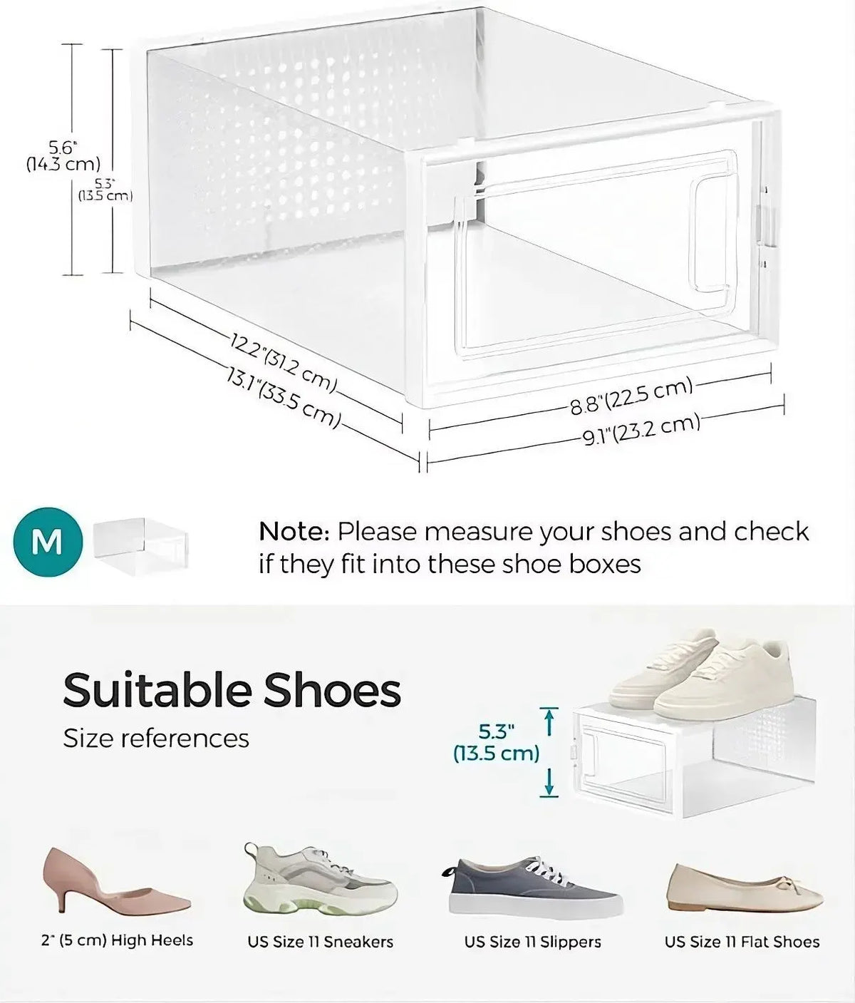 CARLA HOME 18-Pack Shoe Storage Boxes - Clear Stackable - White - Shoe Box Storage - Image 3