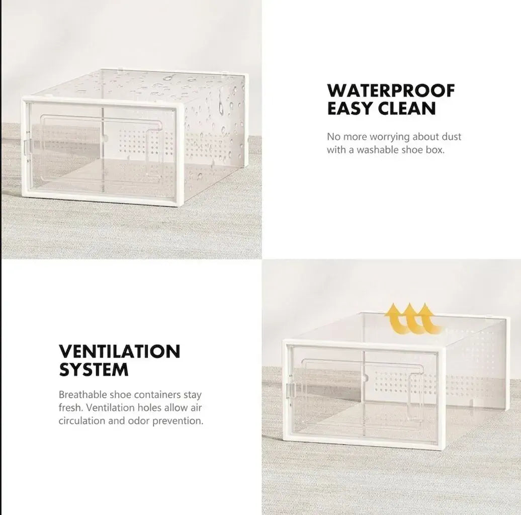 CARLA HOME 18-Pack Shoe Storage Boxes - Clear Stackable - White - Shoe Box Storage - Image 5
