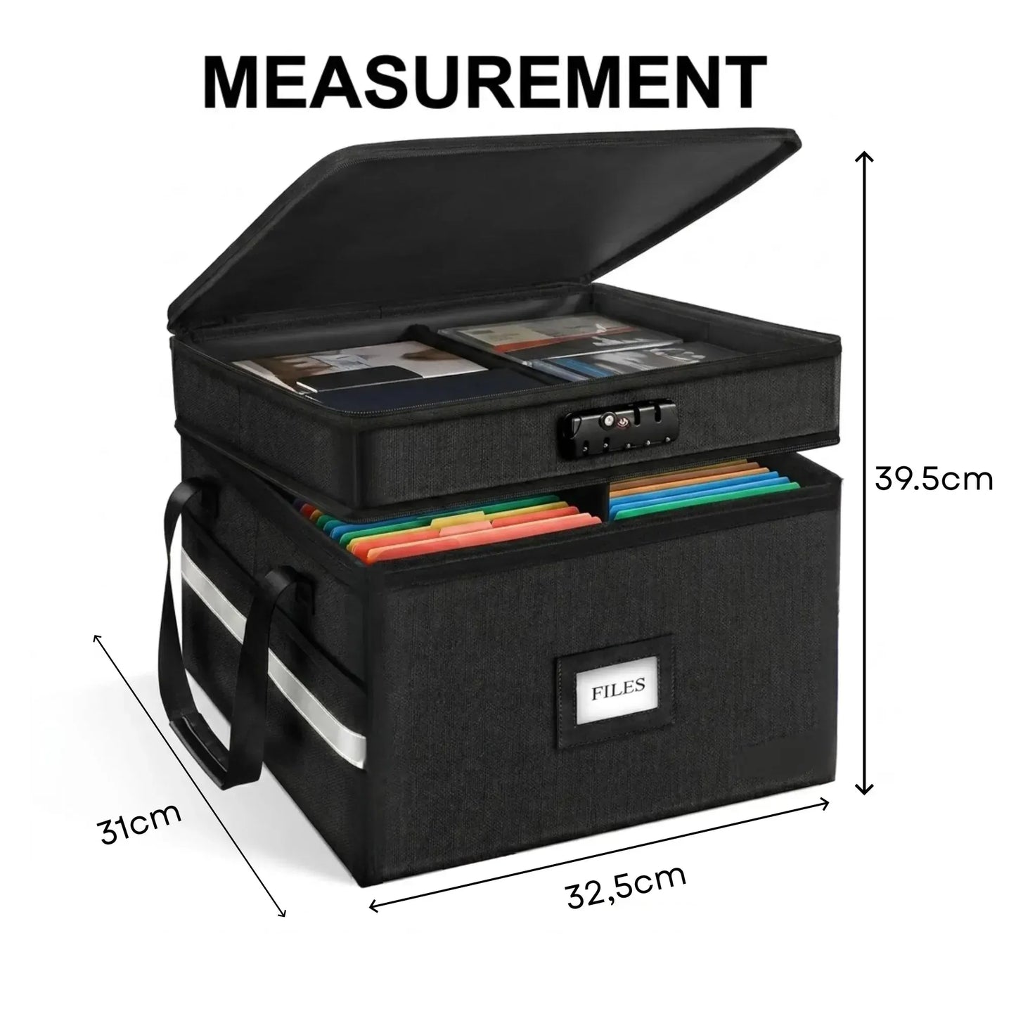 CARLA HOME Fireproof Document Box with Lock - Fabric - Office - Fireproof Document Safe - Image 4