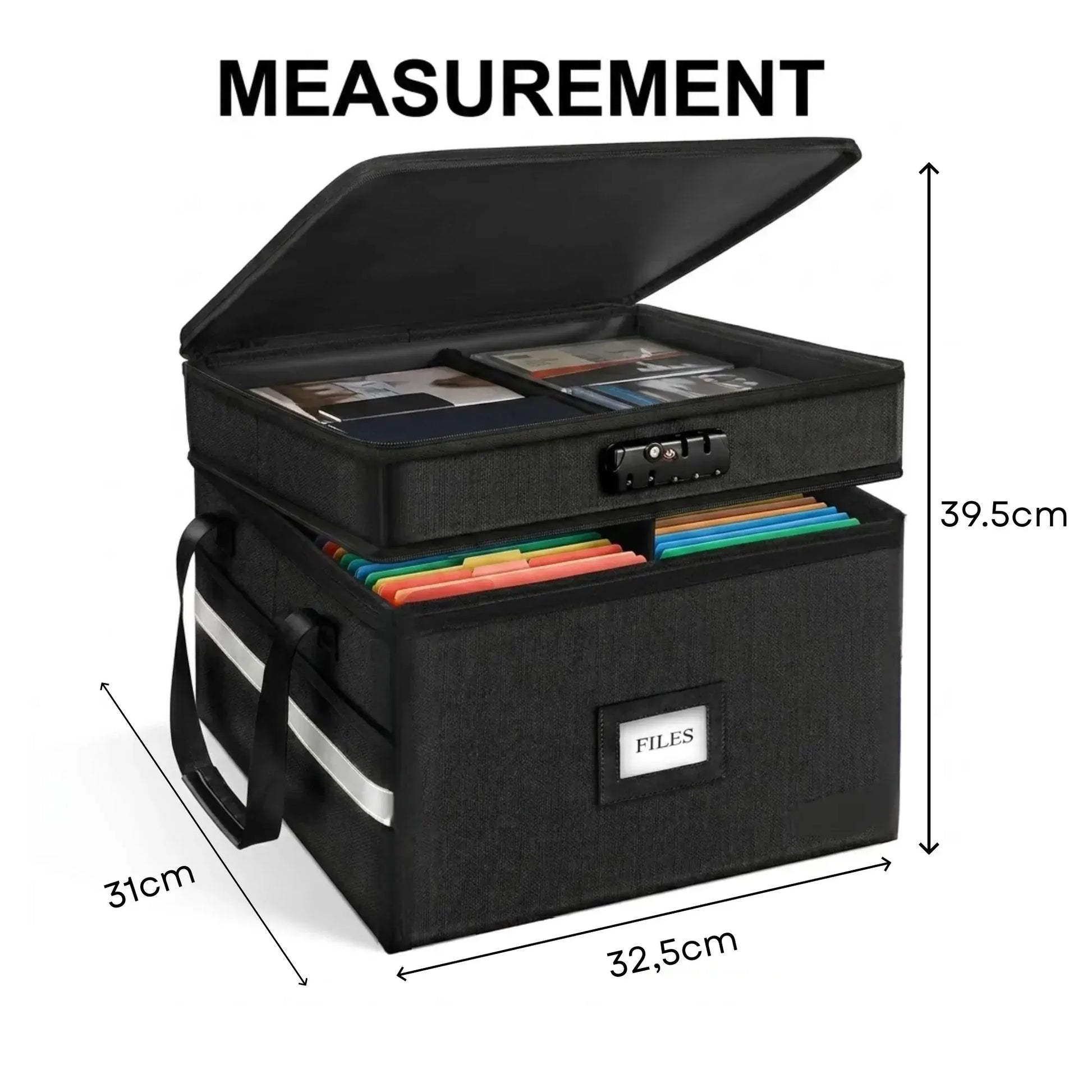 CARLA HOME Fireproof Document Box with Lock - Fabric - Office - Fireproof Document Safe - Image 4