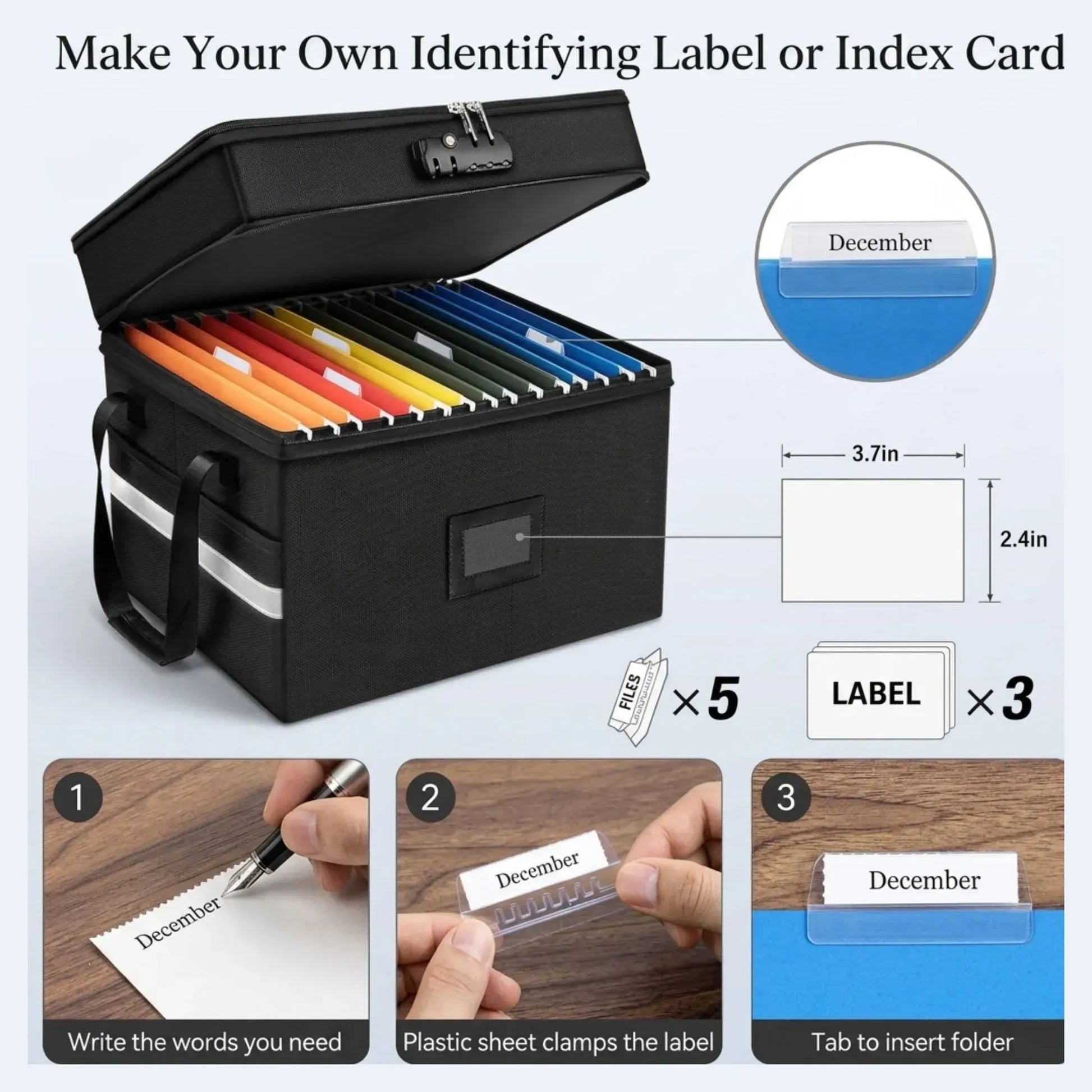CARLA HOME Fireproof Document Box with Lock - Fabric - Office - Fireproof Document Safe - Image 5