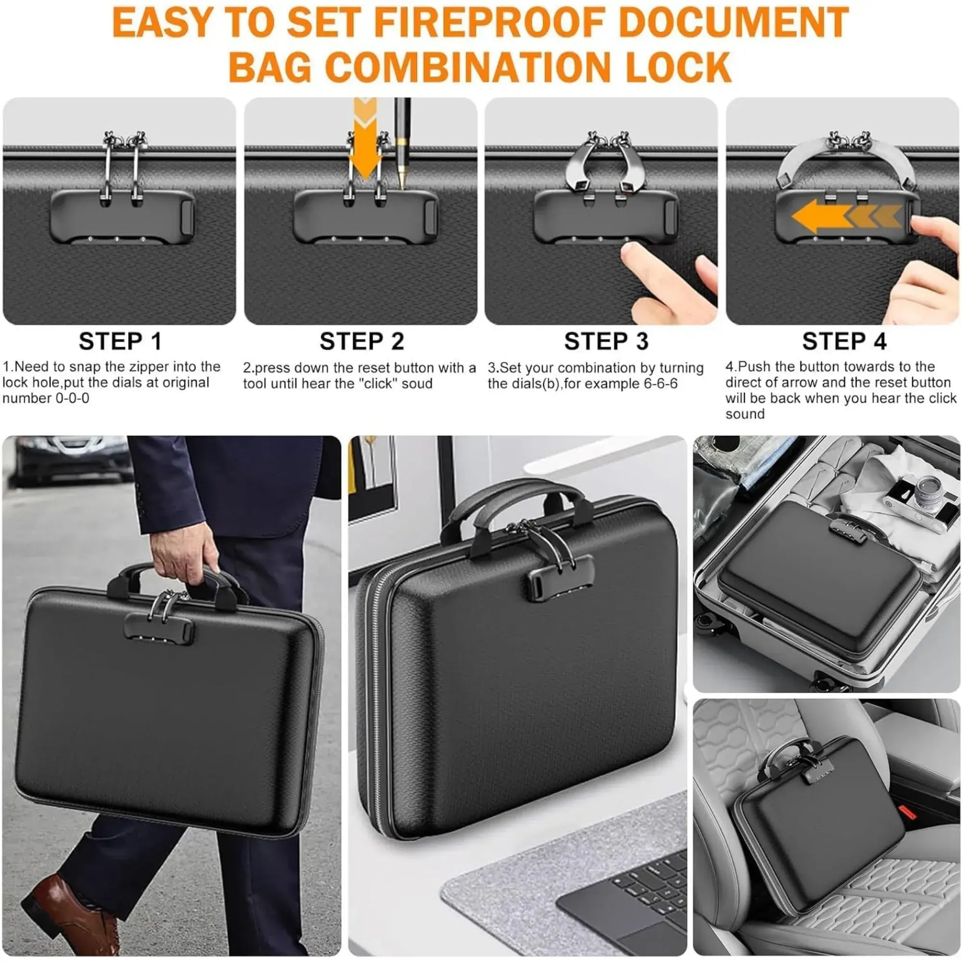 CARLA HOME Fireproof Document Box with Lock - Hard Shell - Glass Fiber - Fireproof File Organizer - Image 7