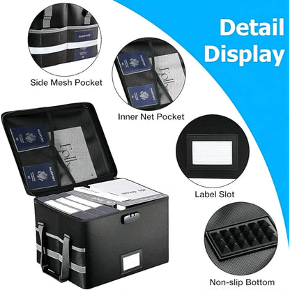CARLA HOME Fireproof Document Box with Lock - Collapsible Black - Glass Fiber - Reflective Strip Design - Image 6