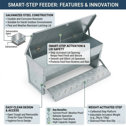 CARLA HOME Automatic Chicken Feeder Treadle - Galvanized Steel - Image 3