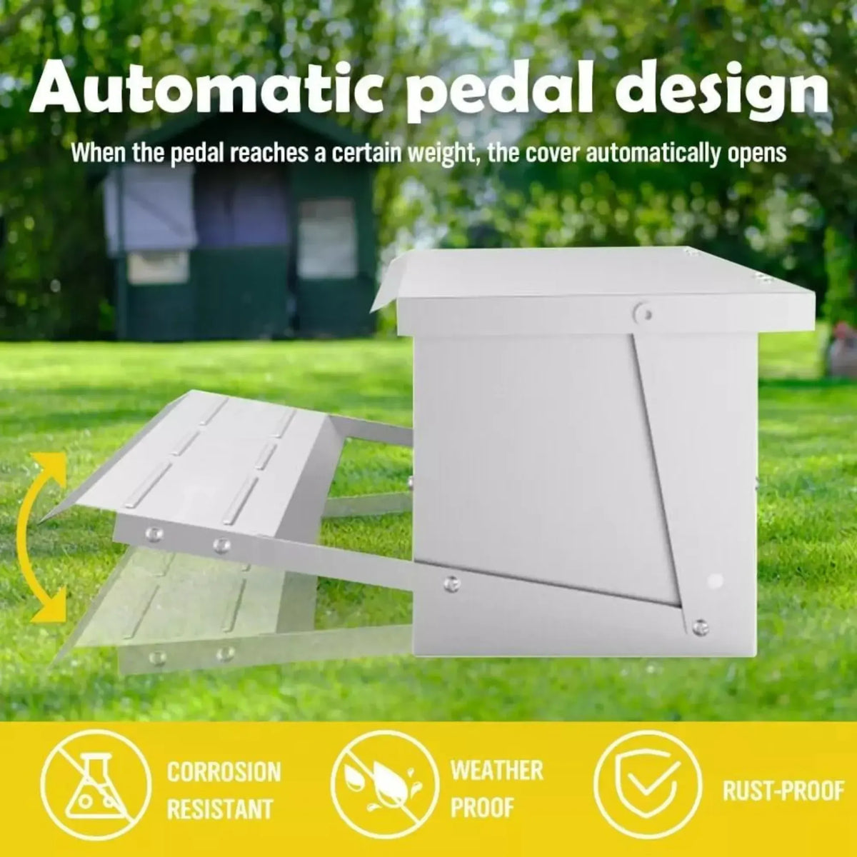 CARLA HOME Automatic Chicken Feeder Treadle - Galvanized Steel - Image 5