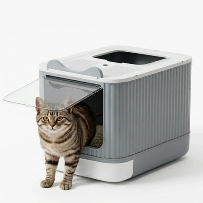 CARLA HOME Enclosed Cat Litter Box - Drawer Tray - Large - Scoop Drawer Design