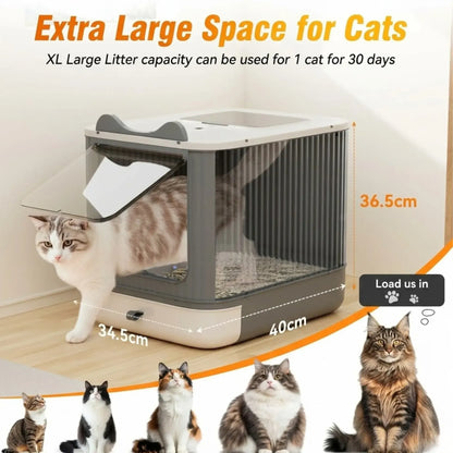 CARLA HOME Enclosed Cat Litter Box - Drawer Tray - Large - Scoop Drawer Design - Image 4