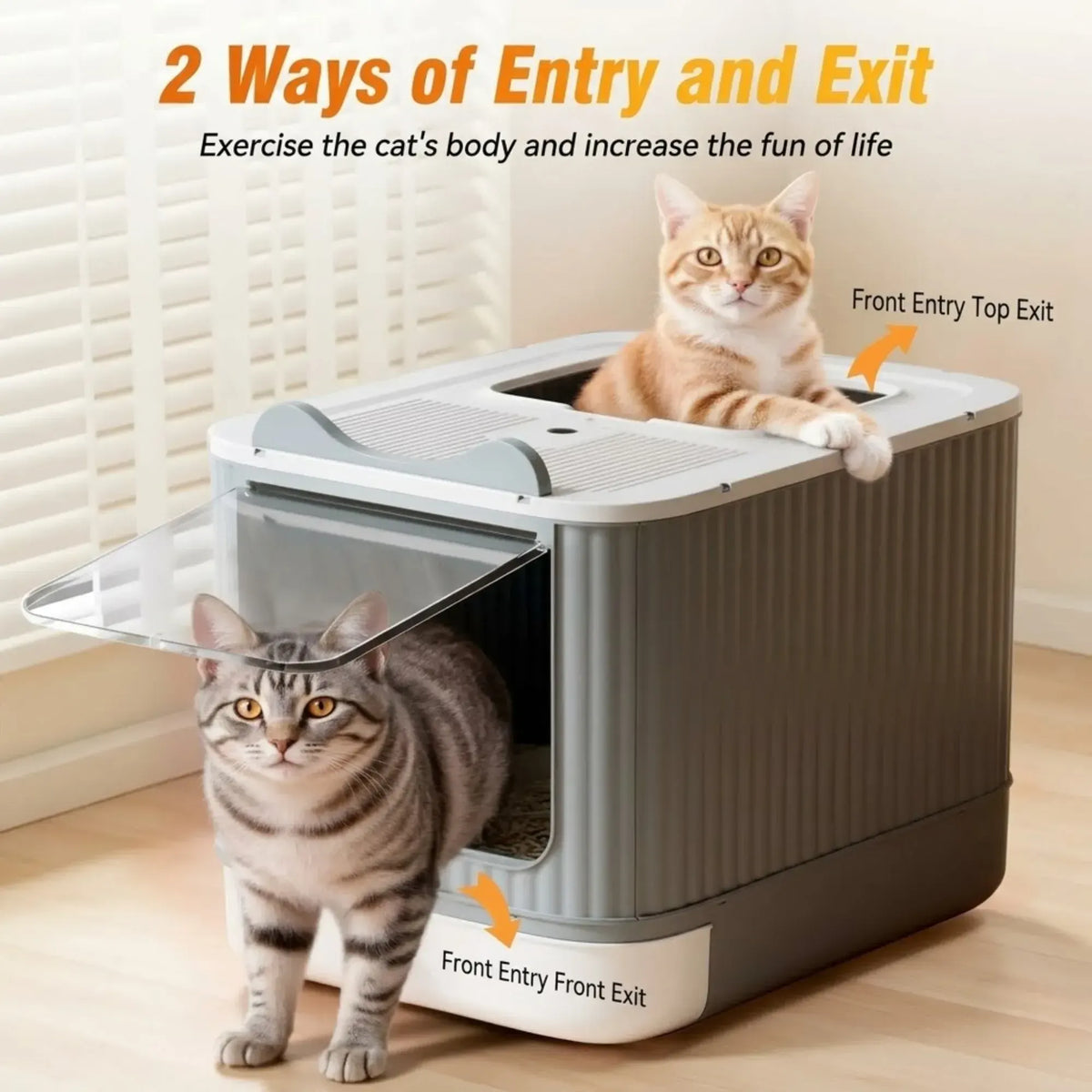CARLA HOME Enclosed Cat Litter Box - Drawer Tray - Large - Scoop Drawer Design - Image 8