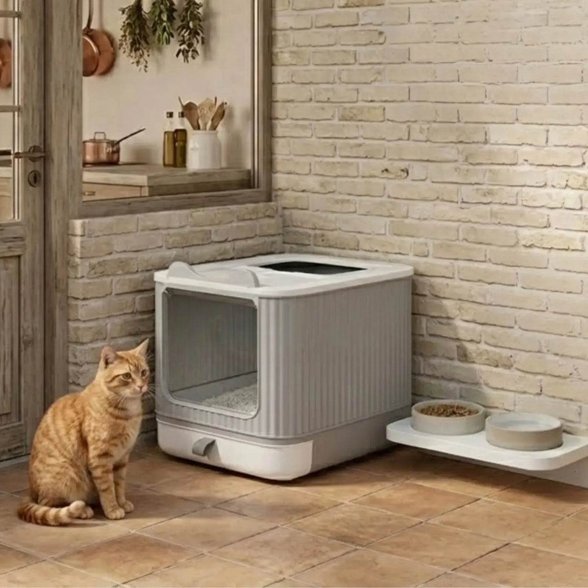 CARLA HOME Enclosed Cat Litter Box - Drawer Tray - Large - Scoop Drawer Design - Image 9