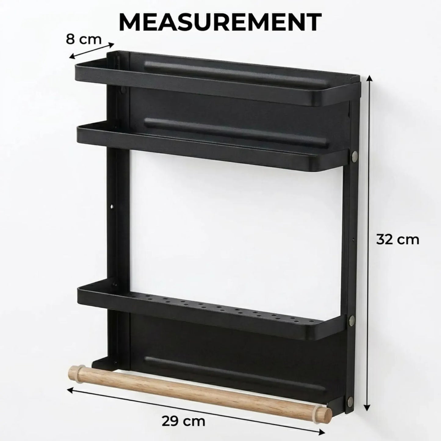 CARLA HOME Magnetic Refrigerator Spice Rack - 2 Tier Fridge Organiser - Black - Image 4