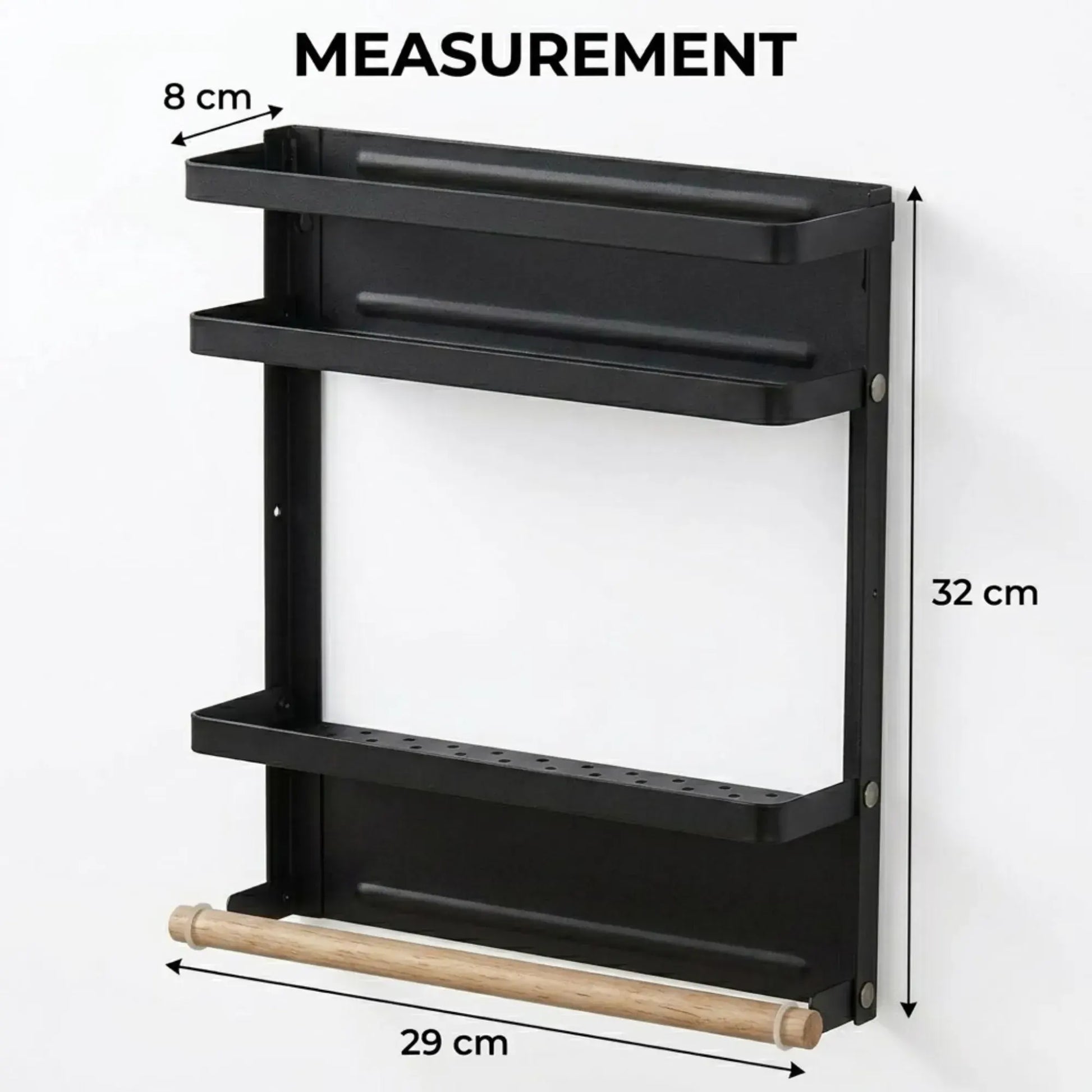 CARLA HOME Magnetic Refrigerator Spice Rack - 2 Tier Fridge Organiser - Black - Image 4