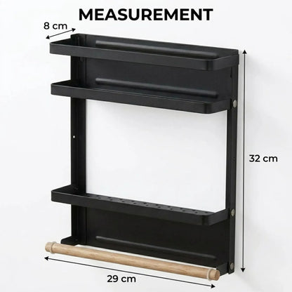 CARLA HOME Magnetic Refrigerator Spice Rack - 2 Tier Fridge Organiser - Black - Image 4