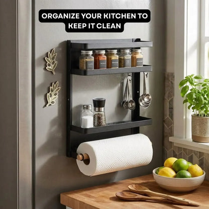 CARLA HOME Magnetic Refrigerator Spice Rack - 2 Tier Fridge Organiser - Black - Image 6