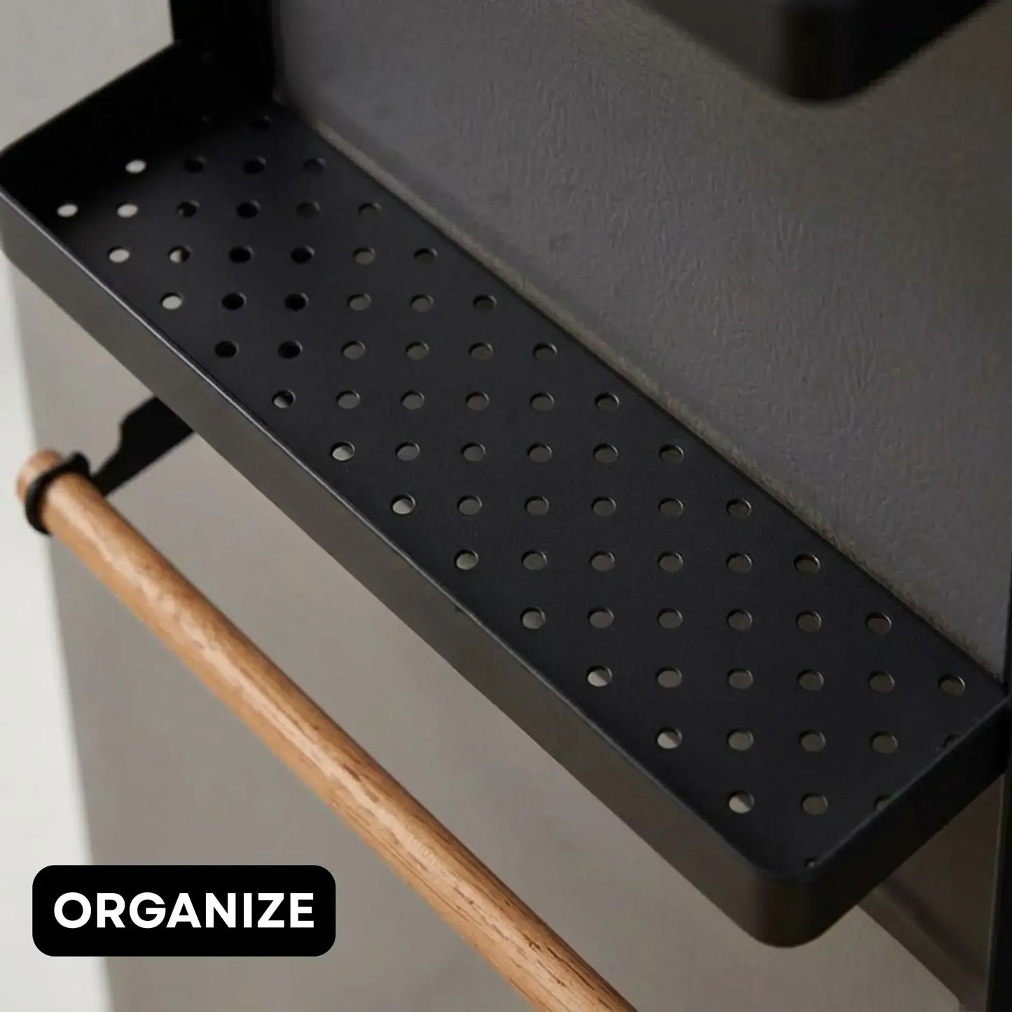 CARLA HOME Magnetic Refrigerator Spice Rack - 2 Tier Fridge Organiser - Black - Image 7