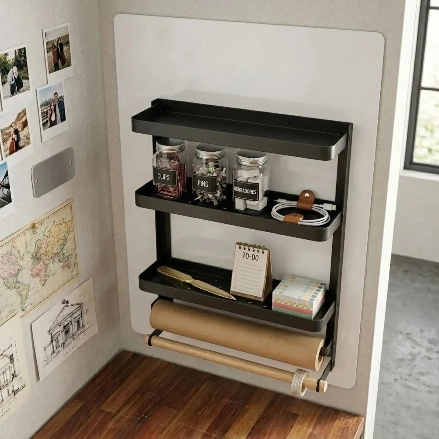CARLA HOME Magnetic Refrigerator Spice Rack - 2 Tier Fridge Organiser - Black - Image 8