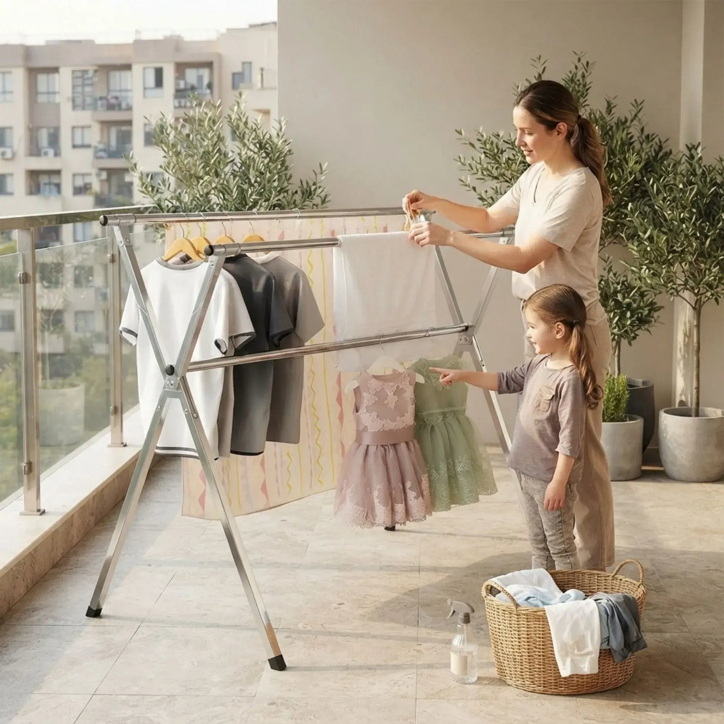 CARLA HOME Clothes Drying Rack Folding Indoor Outdoor, Grey, Kitchen - Image 2