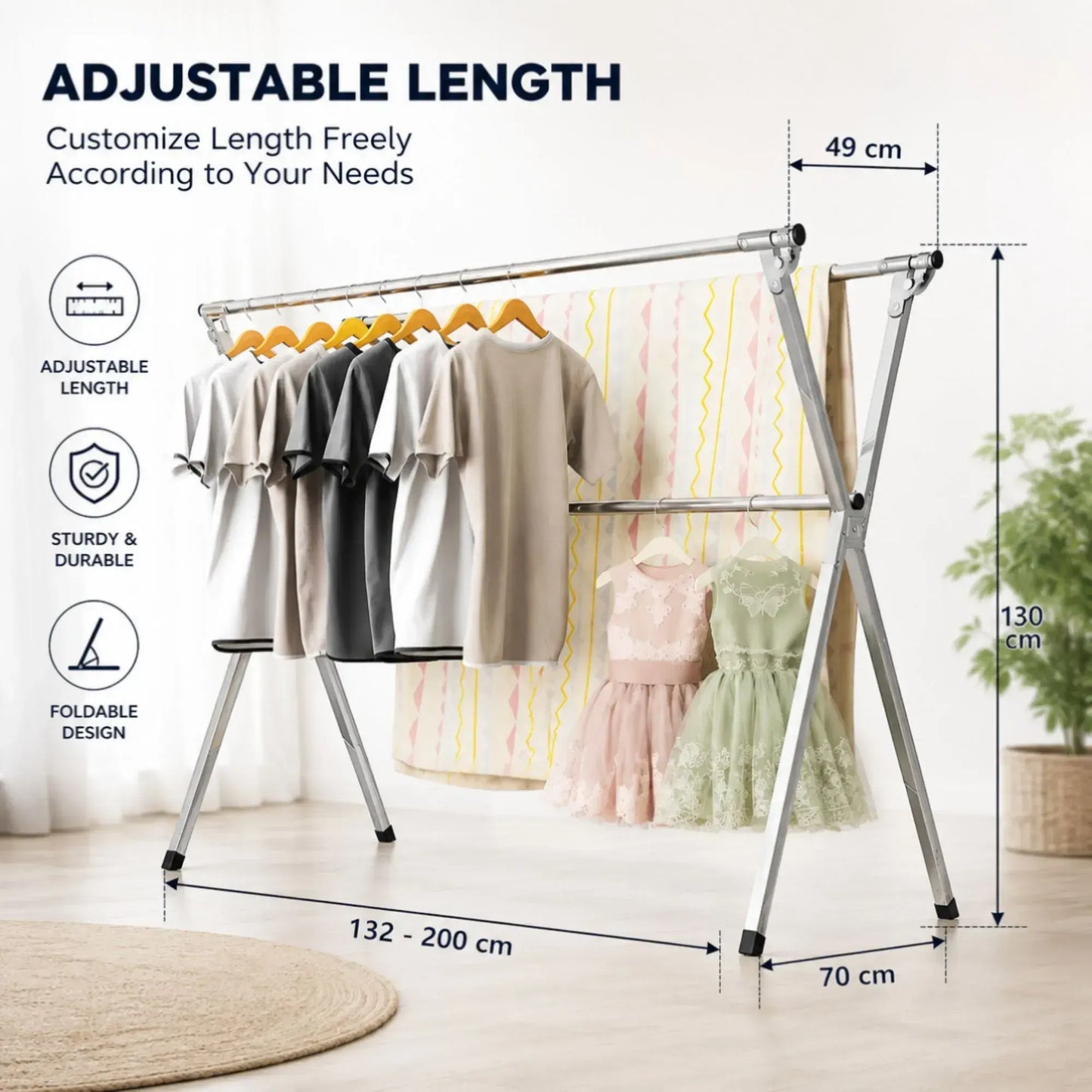 CARLA HOME Clothes Drying Rack Folding Indoor Outdoor, Grey, Kitchen - Image 3
